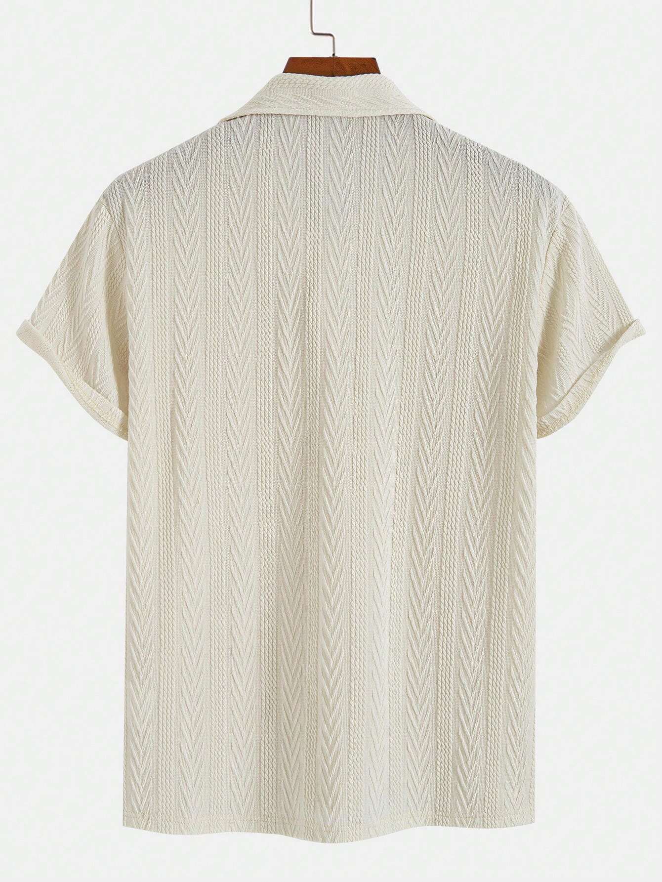 Men's suit (shirt and trousers) with a comfortable fit and simple design, featuring half buttons, suitable for summer.