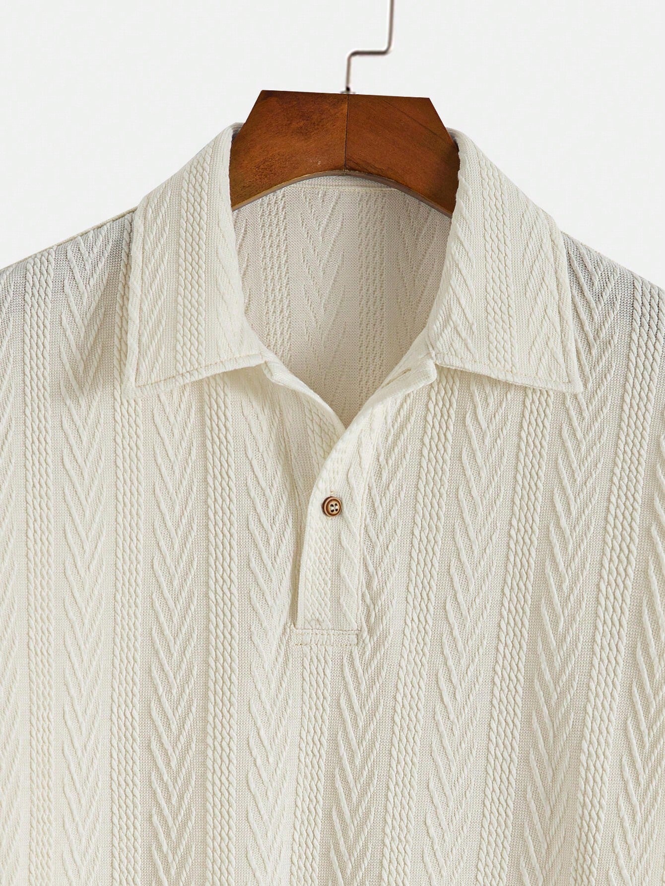 Men's suit (shirt and trousers) with a comfortable fit and simple design, featuring half buttons, suitable for summer.