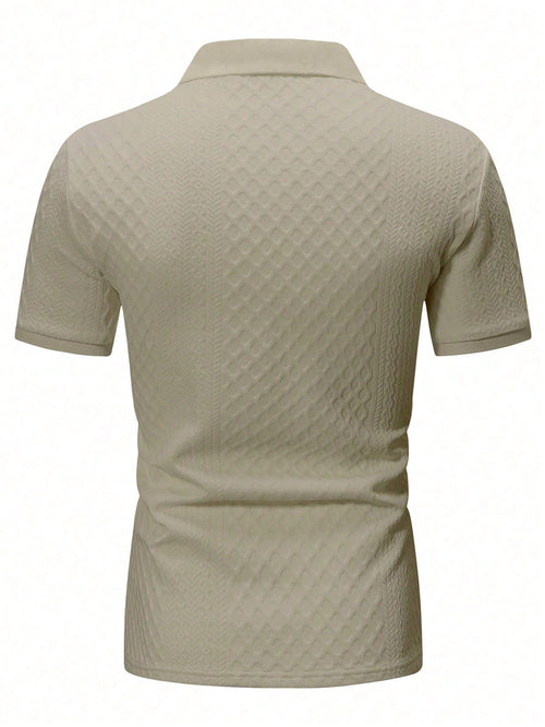 Men's suit (shirt and trousers) with a comfortable fit and simple design, featuring half buttons, suitable for summer.